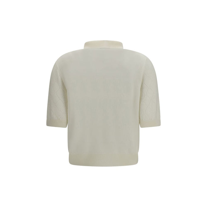 Balmain 100% Merino Wool Ovis Aries polo shirt in white — view 2