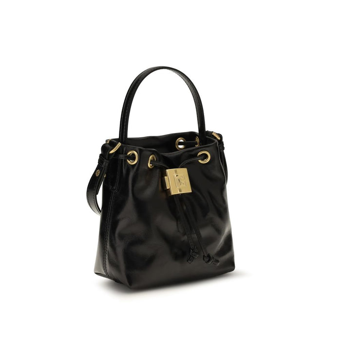 Balmain 100% Calf Leather Bos Taurus bucket bag in black — view 2