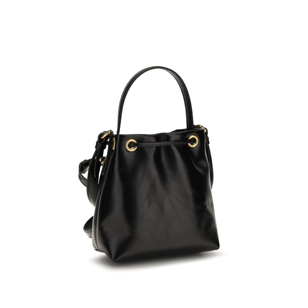 Balmain 100% Calf Leather Bos Taurus bucket bag in black — view 3