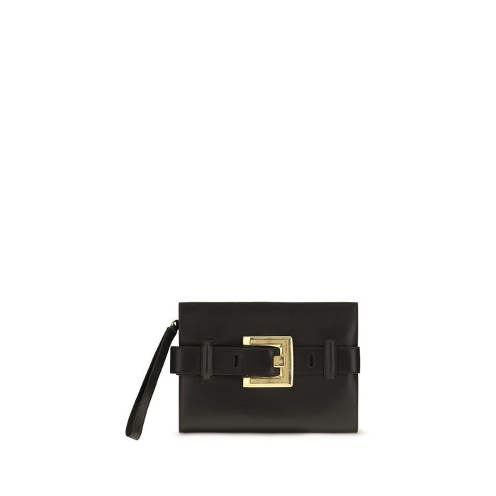 Balmain 100% Lamb leather clutch in black