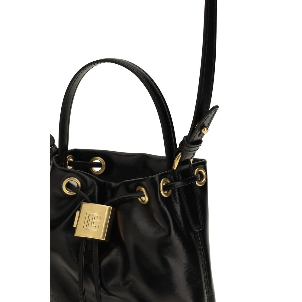 Balmain 100% Calf Leather Bos Taurus bucket bag in black — view 4
