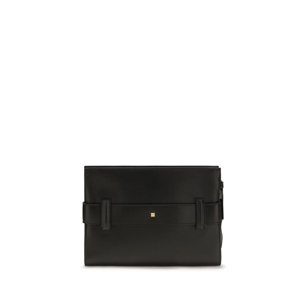 Balmain 100% Lamb leather clutch in black — view 2
