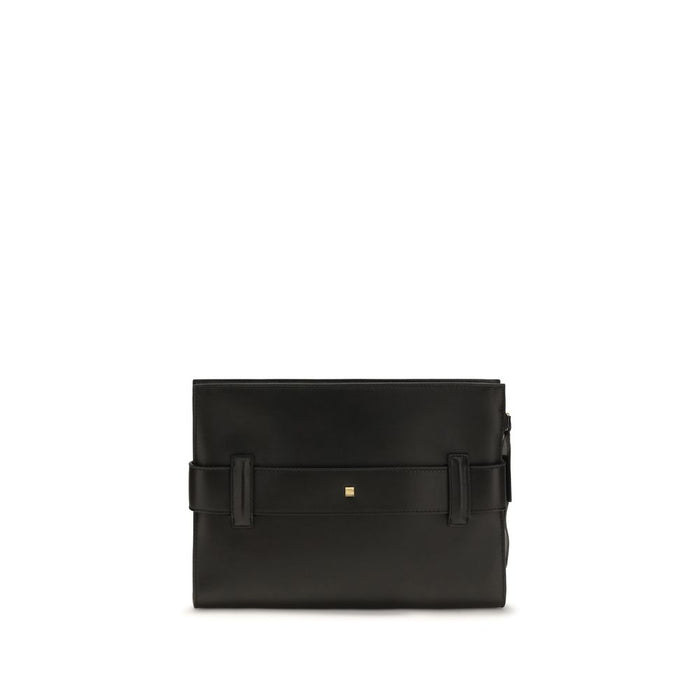 Balmain 100% Lamb leather clutch in black — view 2