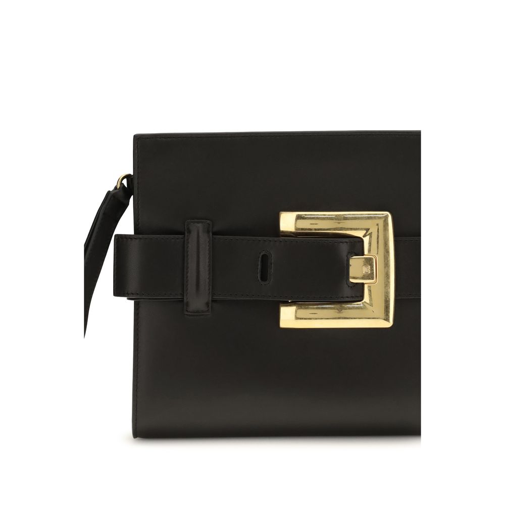 Balmain 100% Lamb leather clutch in black — view 3