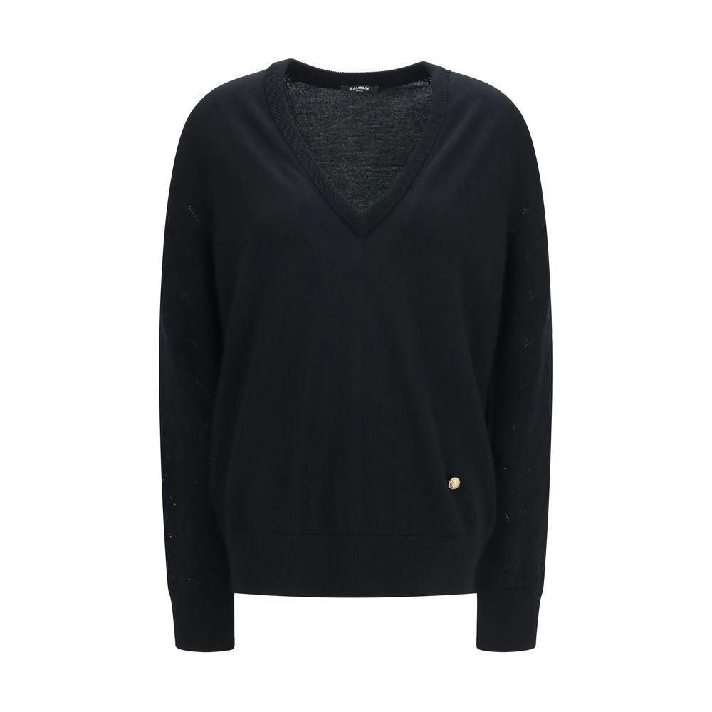 Balmain 100% Merino Wool Ovis Aries sweater in black