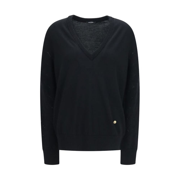 Balmain 100% Merino Wool Ovis Aries sweater in black