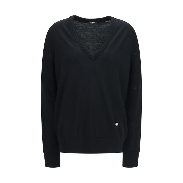 Balmain 100% Merino Wool Ovis Aries sweater in black