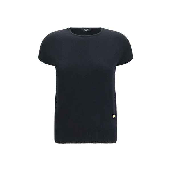 Balmain 50% Merino Wool tank top in black