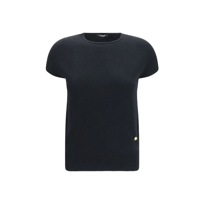 Balmain 50% Merino Wool tank top in black