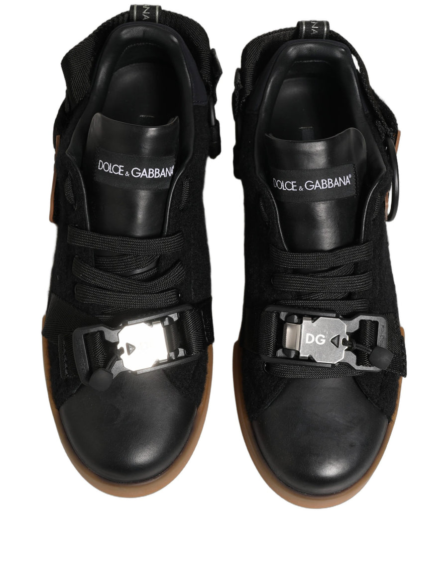 Dolce & Gabbana 2% Elastane 18% Nylon 22% Viscose 33% WP 5% PVC 20% Leather sneaker in black