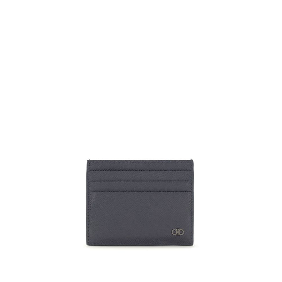 Ferragamo 100% Calf Leather Bos Taurus card case in blue
