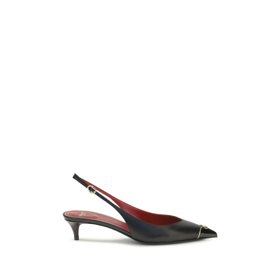 Valentino Garavani 100% Calf Leather Bos Taurus slingback heel in black