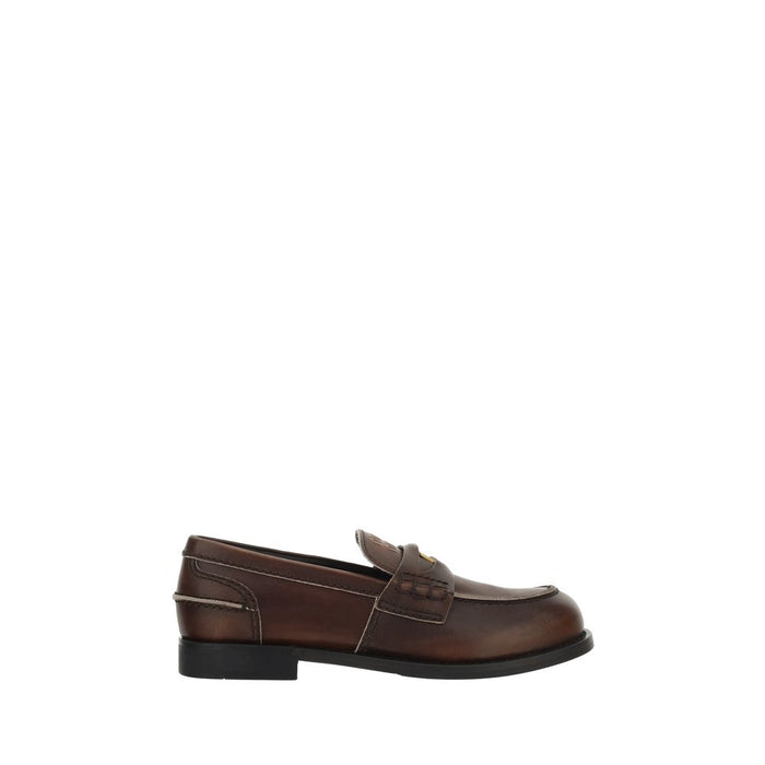 Miu Miu 100% Calf Leather Bos Taurus loafer in brown