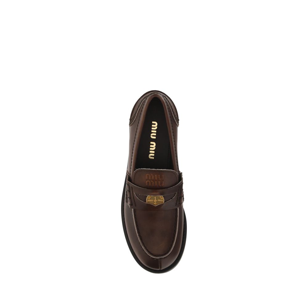 Miu Miu 100% Calf Leather Bos Taurus loafer in brown — view 4
