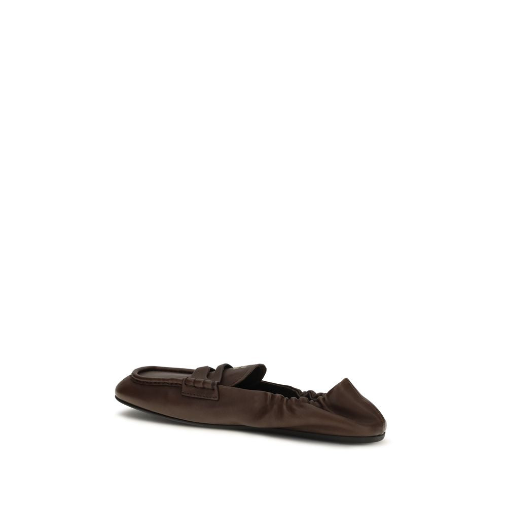 Miu Miu Upper: 100% Lamb Ovis Aries; Sole: 100% Rubber loafer in brown — view 3