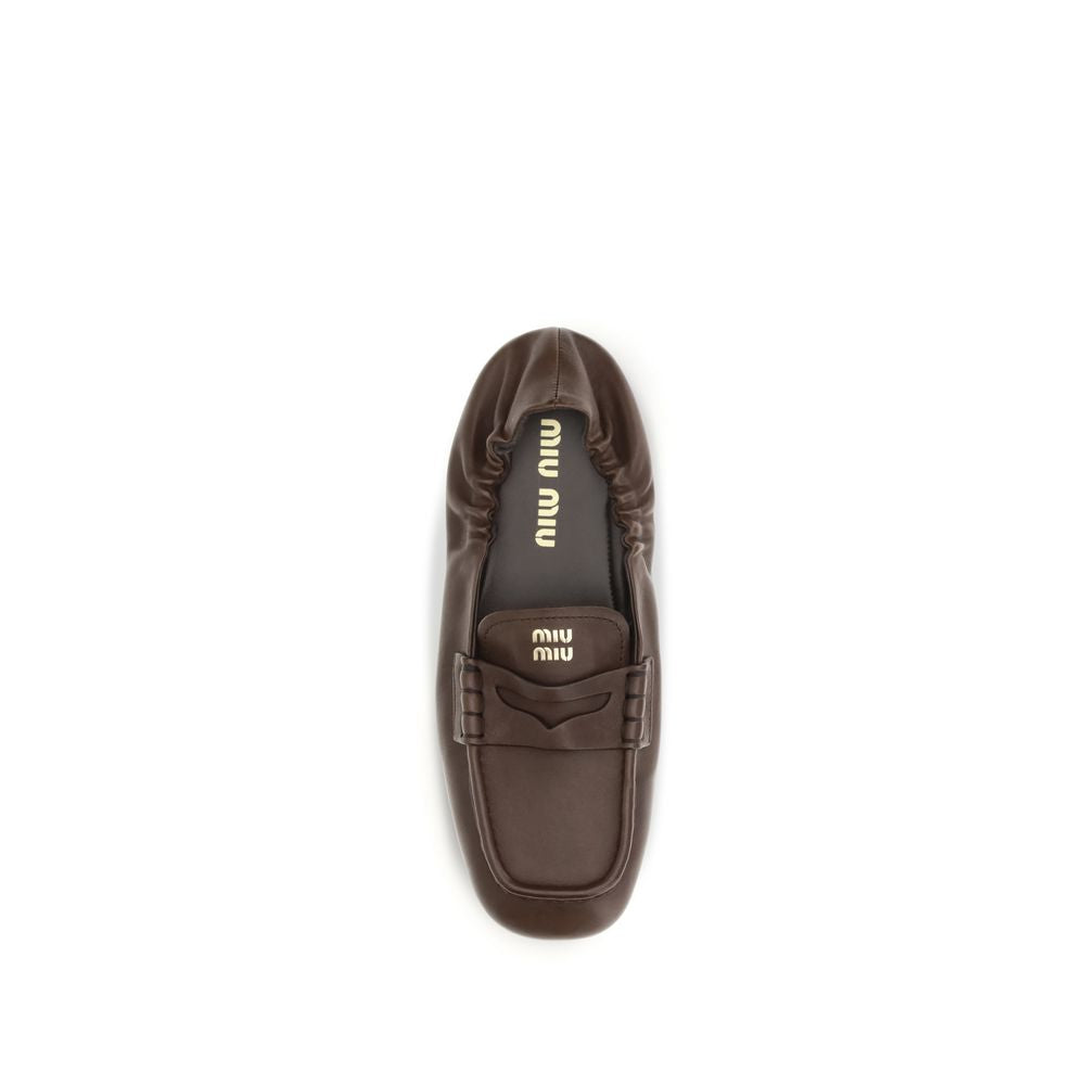 Miu Miu Upper: 100% Lamb Ovis Aries; Sole: 100% Rubber loafer in brown — view 4