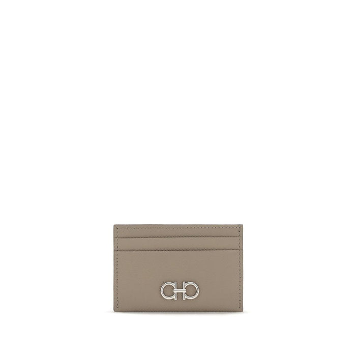 Ferragamo 100% Calf Leather Bos Taurus card case in beige