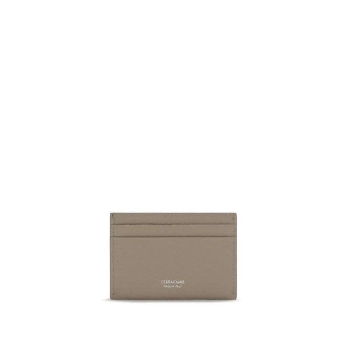 Ferragamo 100% Calf Leather Bos Taurus card case in beige — view 2