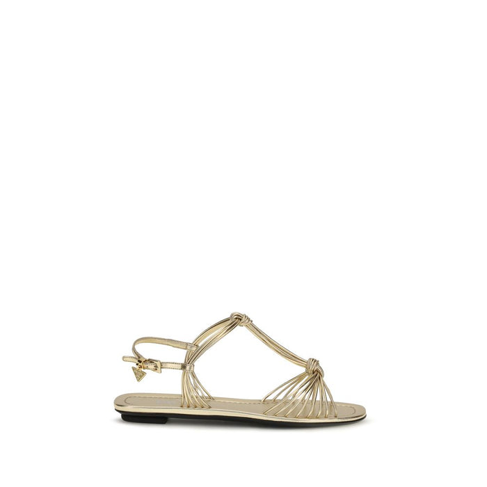 Prada 100% Calf Leather Bos Taurus sandal in gold