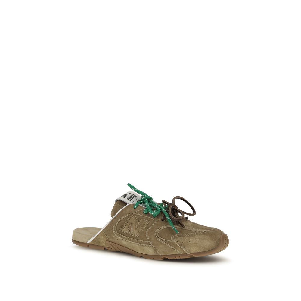 Miu Miu Upper 100% calf leather (Bos Taurus) sneaker mule in beige — view 2