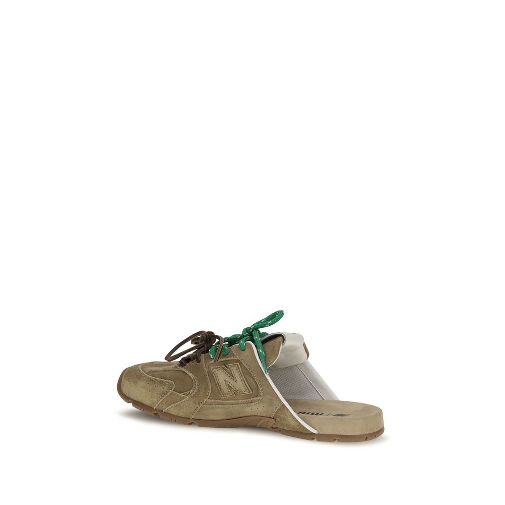 Miu Miu Upper 100% calf leather (Bos Taurus) sneaker mule in beige — view 3