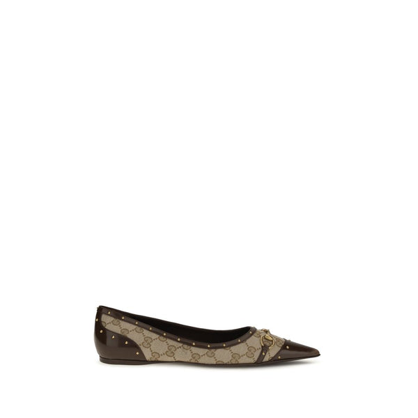 Gucci Upper 65% Polyester 18% Cotton 17% Polyamide; Sole 100% Calf Leather ballet flat in beige