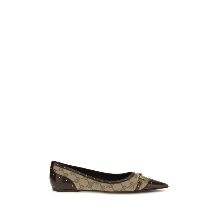 Gucci Upper 65% Polyester 18% Cotton 17% Polyamide; Sole 100% Calf Leather ballet flat in beige