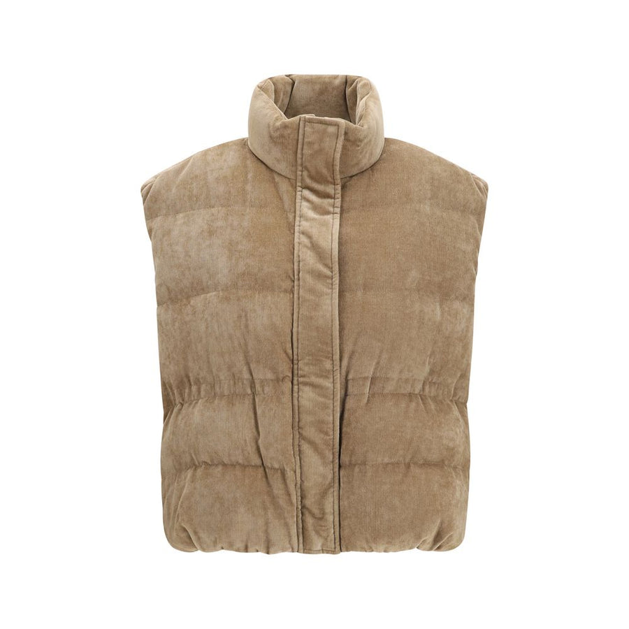 Beige Viscose Sleeveless Jacket Clothing