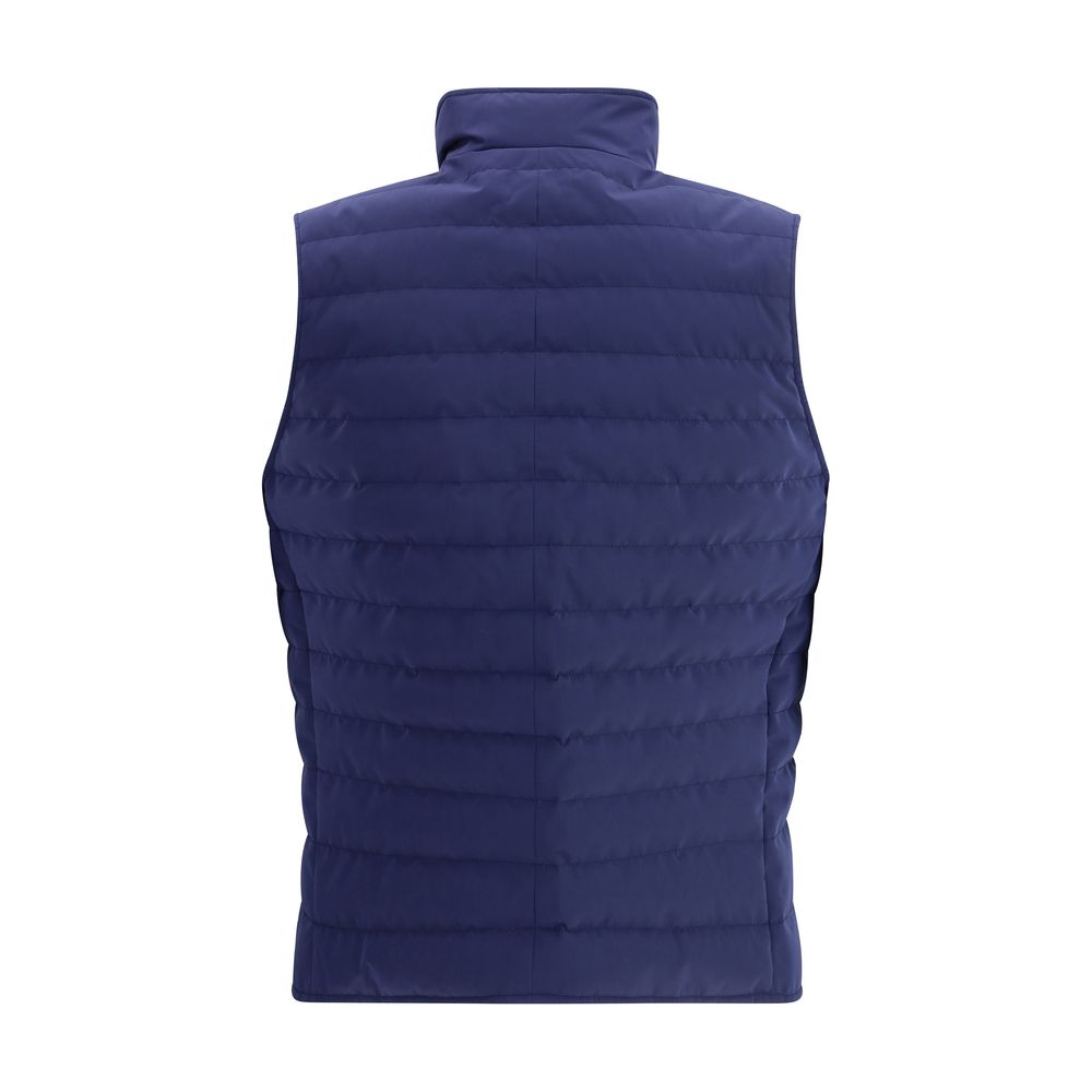 Brunello Cucinelli 70% Polyester vest in navy — view 2