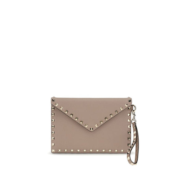 Valentino Garavani 100% Calf Leather Bos Taurus clutch in beige