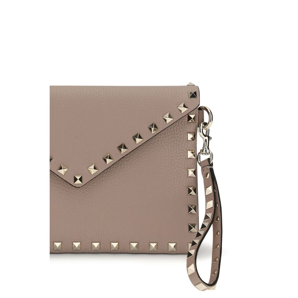 Valentino Garavani 100% Calf Leather Bos Taurus clutch in beige — view 3