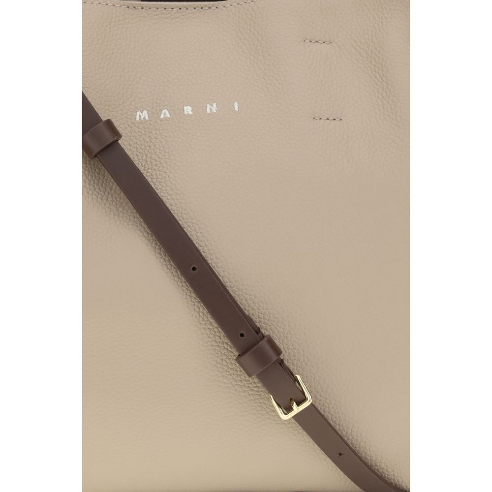 Marni 100% Calf Leather Bos Taurus shoulder bag in beige — view 4