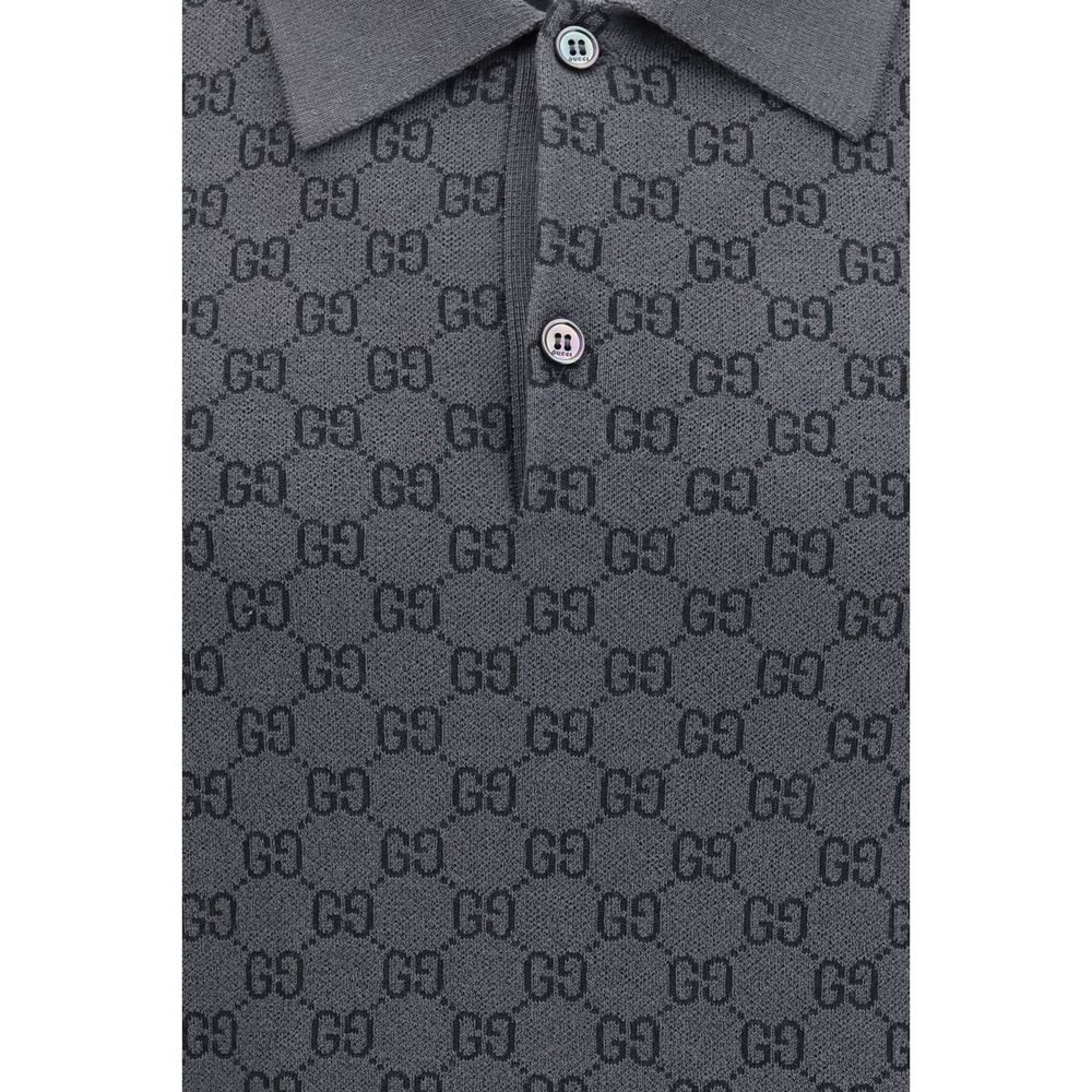 Gucci 51% Wool Ovis Aries polo shirt in gray — view 3