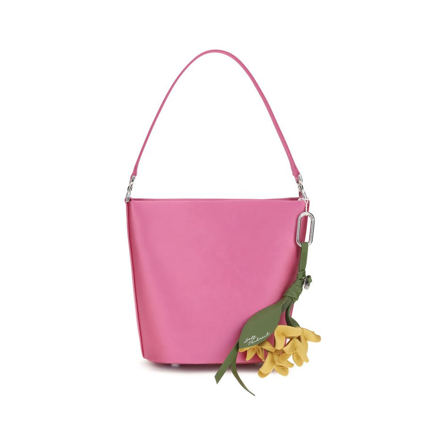 Self-Portrait 100% Polyester bucket bag in pink