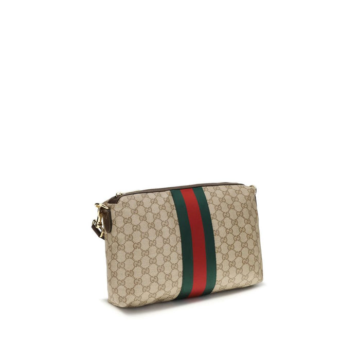 Gucci 45% Cotton 36% Linen 19% Polyurethane with leather trim shoulder bag in beige — view 2