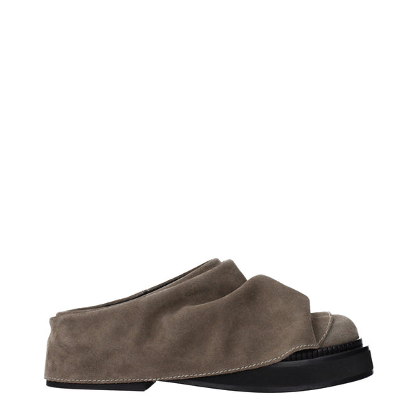 The Attico Suede slippers in gray