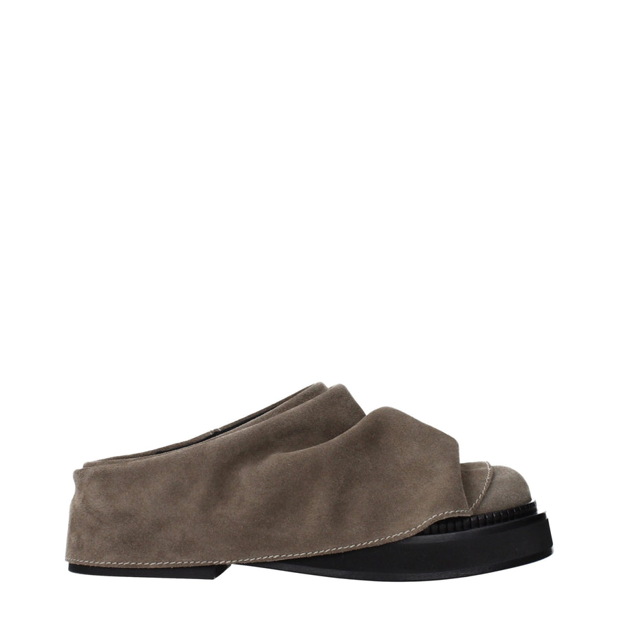 The Attico Suede slippers in gray