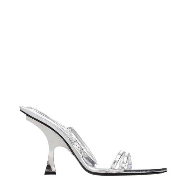 The Attico Leather sandal in silver
