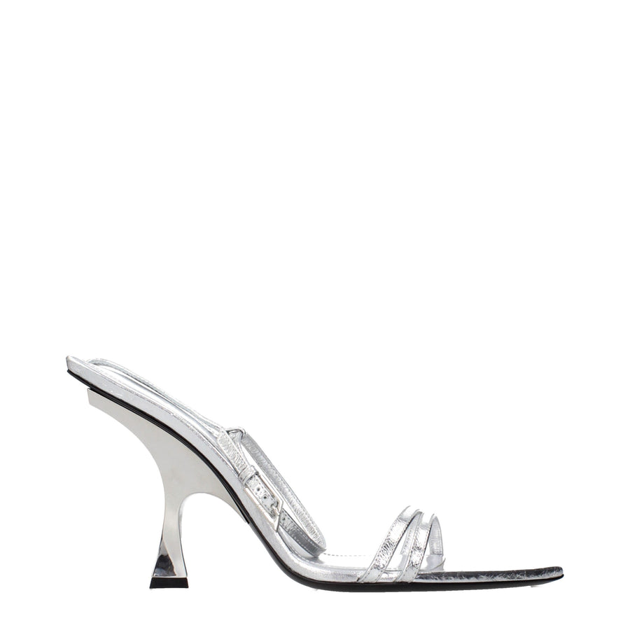 The Attico Leather sandal in silver