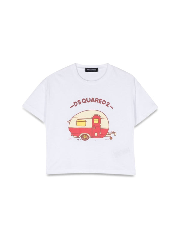 Cropped Printed T-Shirt White Cotton T-shirts