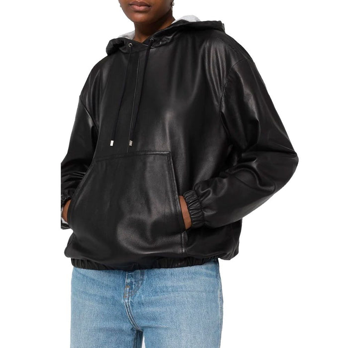 Saint Laurent 100% leather hooded jacket in black — view 2