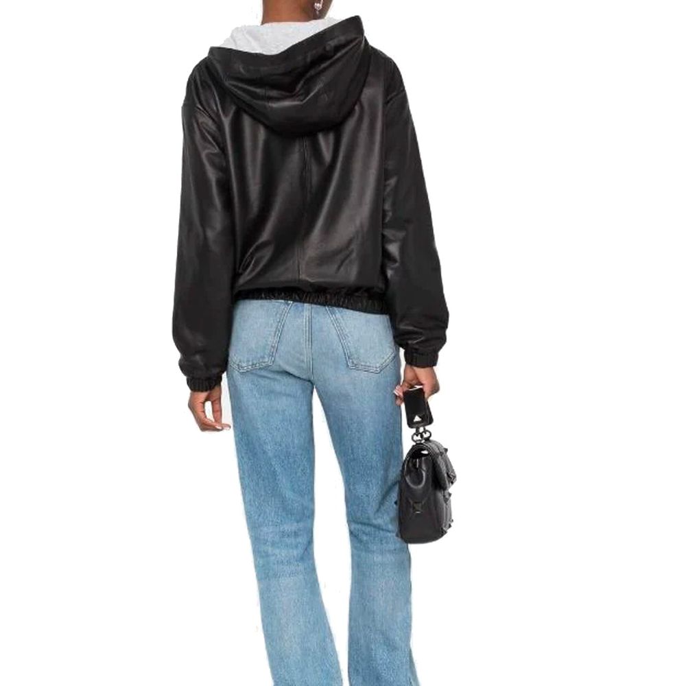 Saint Laurent 100% leather hooded jacket in black — view 3