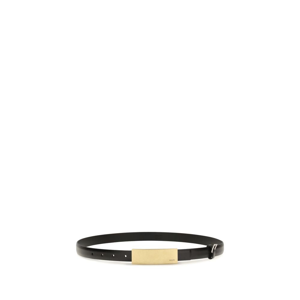 Khaite 100% Calf Leather Bos Taurus; 18-karat gold-plated brass buckle belt in black — view 2