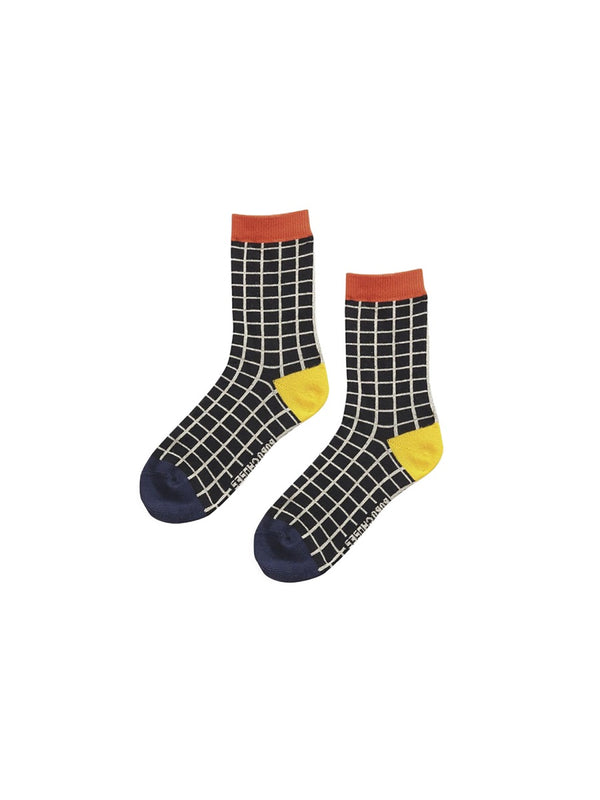 Socks Black Checkered Multicolour Cotton Polyamide Elastane