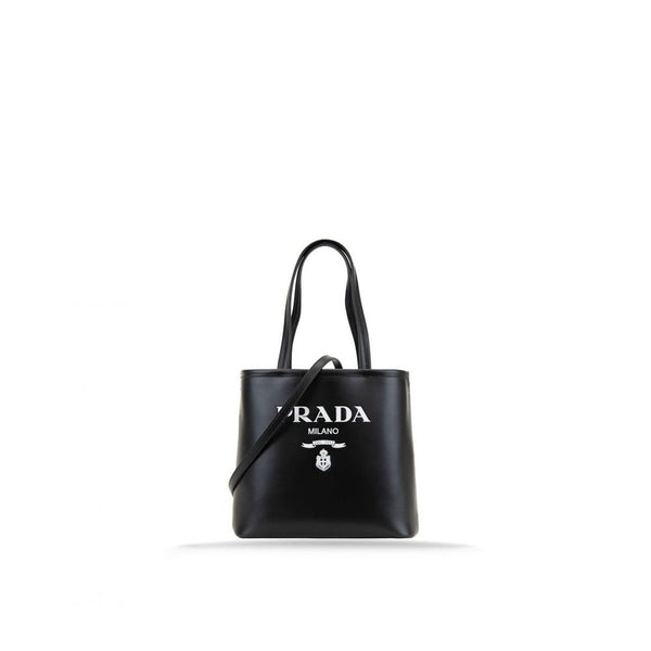 Prada 100% calf leather tote bag in black
