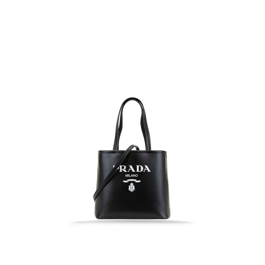 Prada 100% calf leather tote bag in black