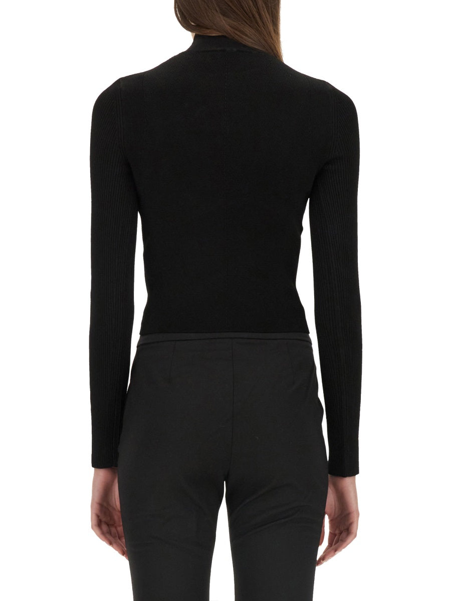Slim Fit Jersey Top Black Viscose Tops