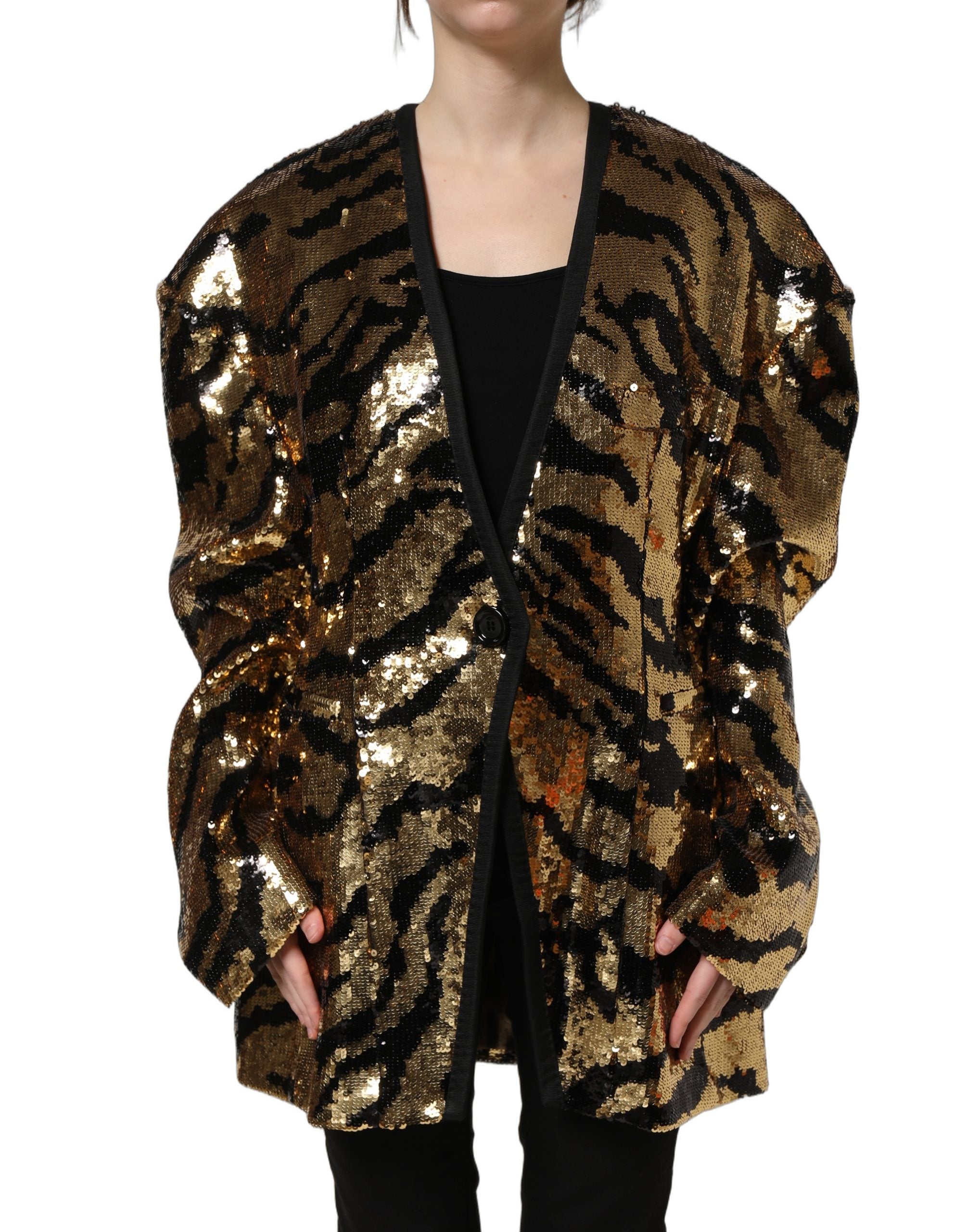 Dolce & Gabbana 88% Polyester blazer in gold