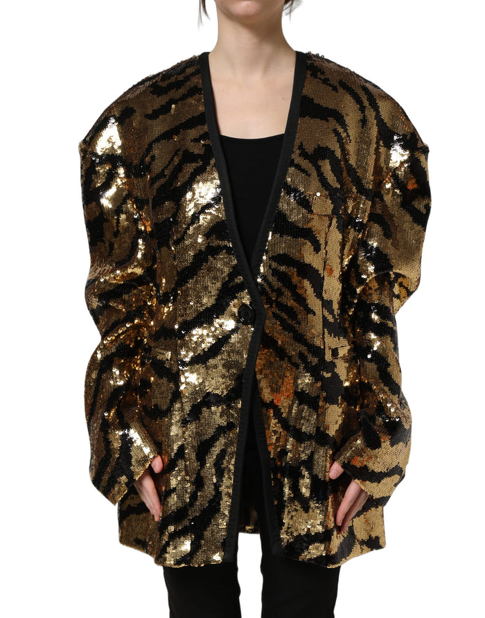 Dolce & Gabbana 88% Polyester blazer in gold