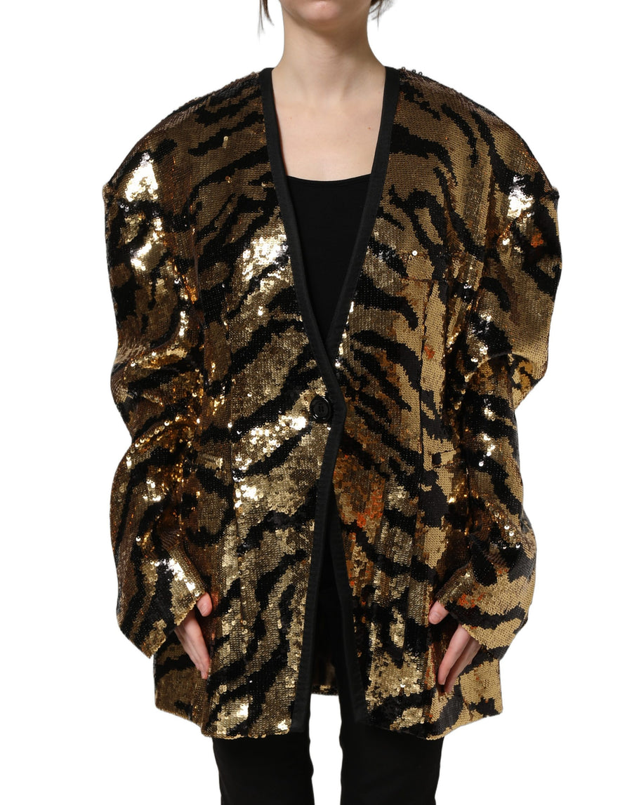 Dolce & Gabbana 88% Polyester blazer in gold